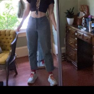 Vintage L.L.Bean released hem gray/green jeans